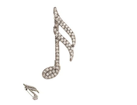 Large Liberace-style selling Music Note Brooch